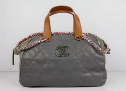 Replica Chanel Tote Bag Gray Lambskin Leather 50140 On Sale